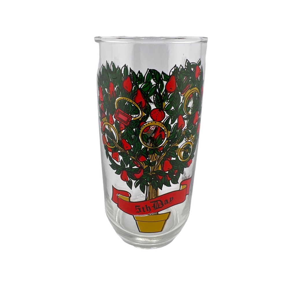 Pepsi 5th Day Christmas Glass Golden RIng Tree Vintage 1980s‎ Nostalgia